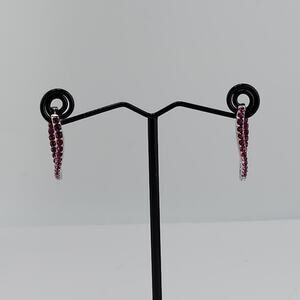 Sterling Silver Teardrop Crystal Fuchsia Inside Out Earrings